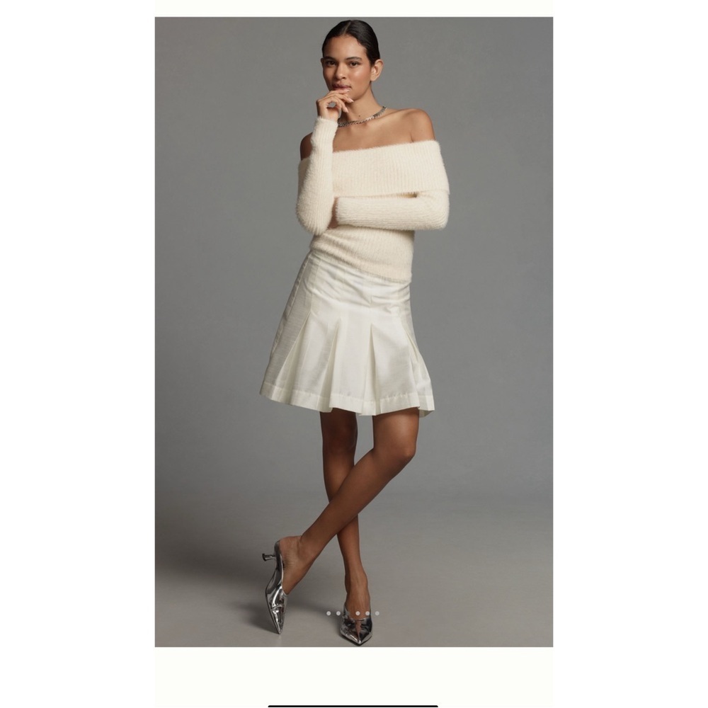 Maeve White Pleated Skirt Size 10 NWT Anthropologie - Picture 2 of 14
